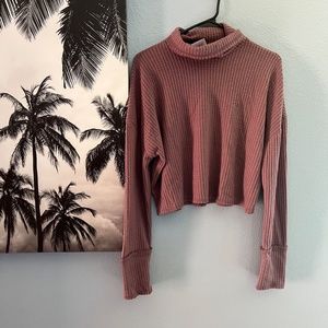 Cute Mauve Waffle Cut Slouchy Sweater